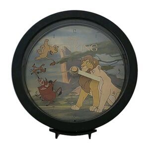Disney Store The Lion King Desk Or Wall Clock Oh My Disney Black - Tested WORKS